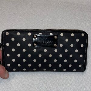 Kate spade Polka Dot Black Wallet card cash coin